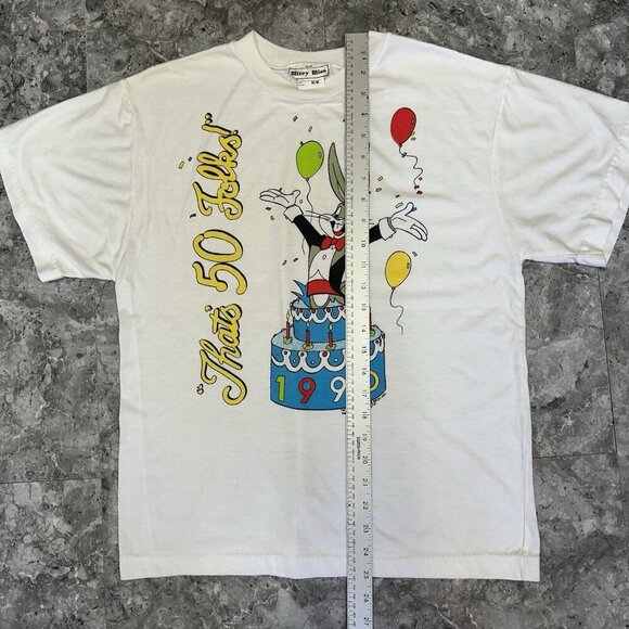 Vintage 90s Bugs Bunny Single Stitch T Shirt Size Woman's M Looney Tunes 50th - Picture 8 of 8